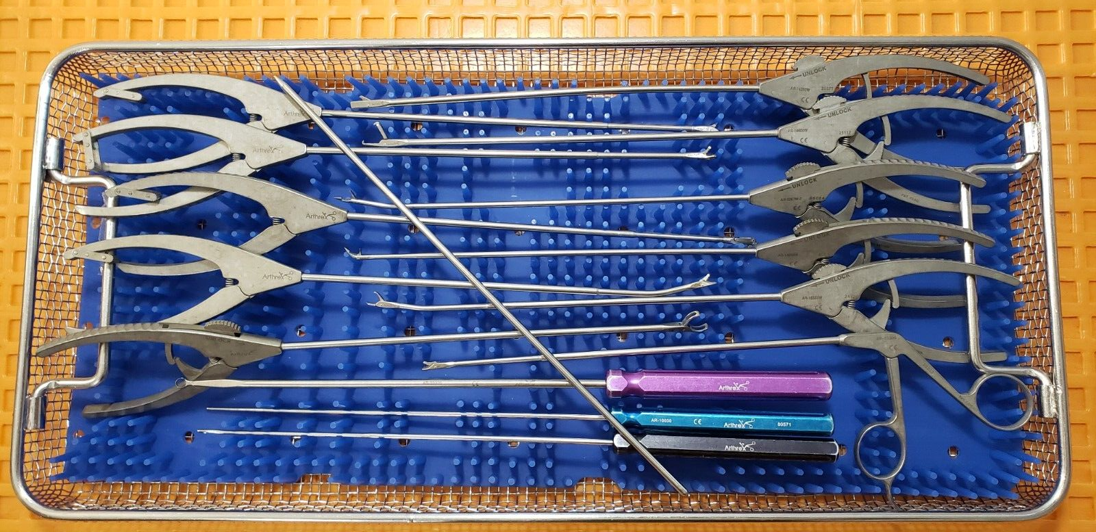 Arthrex Arthroscopy Forceps Set of 14 pieces with Sterilization Tray